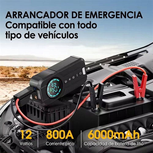 Arrancador Portátil 3 en 1 SANTOOLS | 800A | Inflador 150 PSI | Power Bank 12.000 mAh | Auto Moto Pick Up SUV